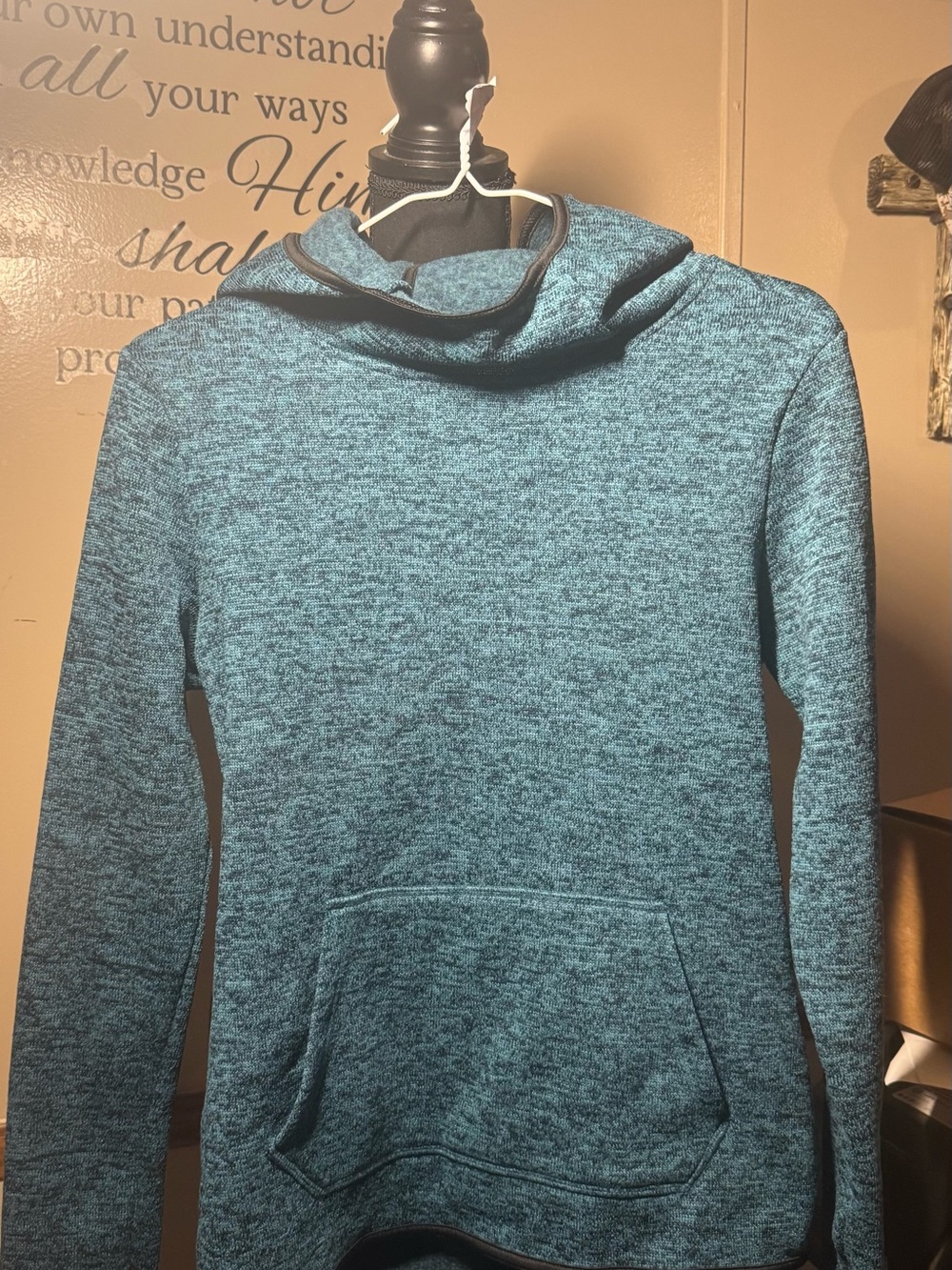 Danskin Teal Marled Cowl Neck Hoodie